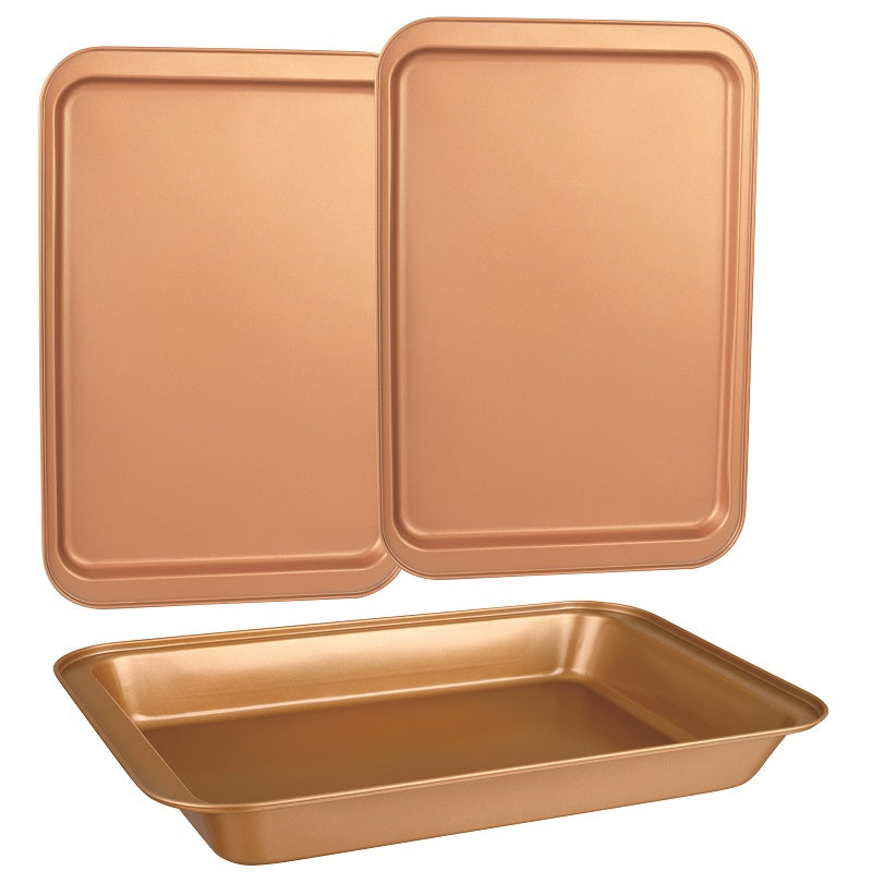 PureBake Copper Nonstick 3 Pcs Bakeware Set