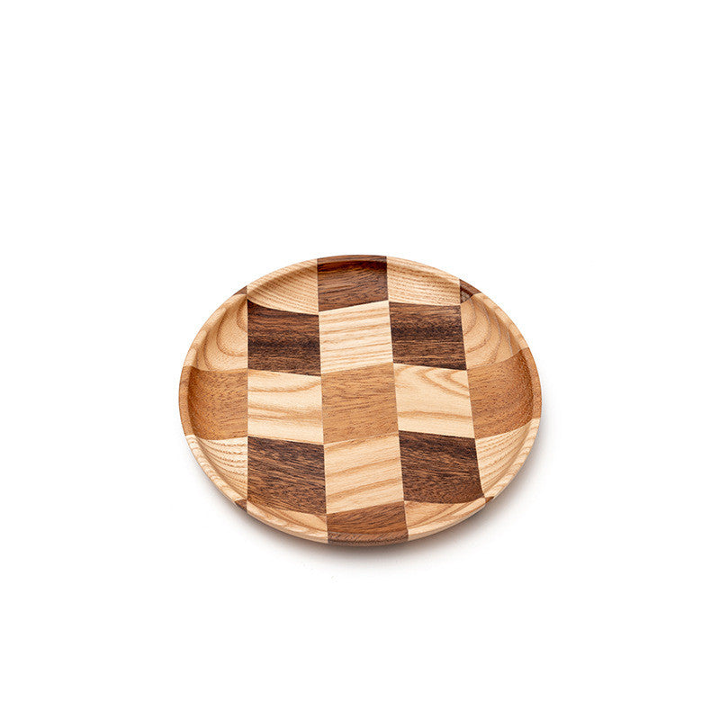 Acacia Checkered Wood Serving Tray