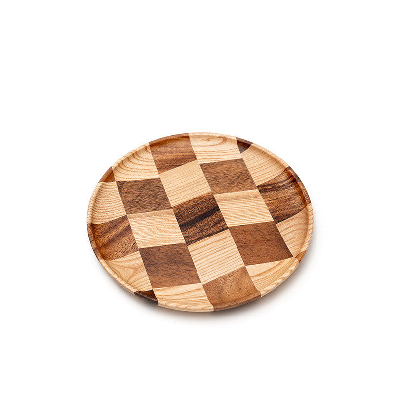 Acacia Checkered Wood Serving Tray