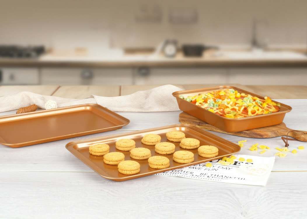 PureBake Copper Nonstick 3 Pcs Bakeware Set