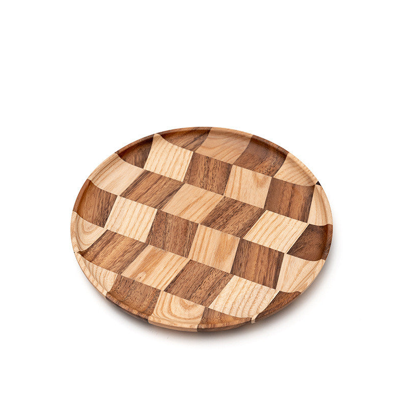 Acacia Checkered Wood Serving Tray